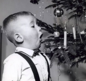 Little boy and Christmas tree